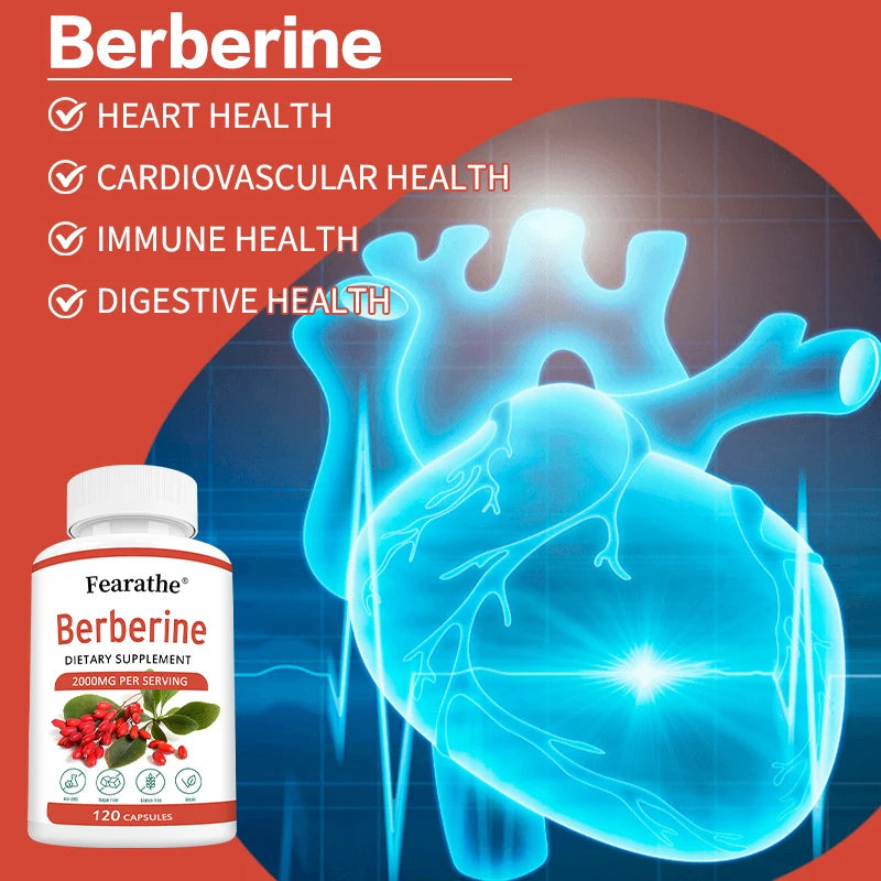 Berberine Capsules 2000mg - Cardiovascular and Digestive Health,Balance Liver Health Digestion,Non-GMO