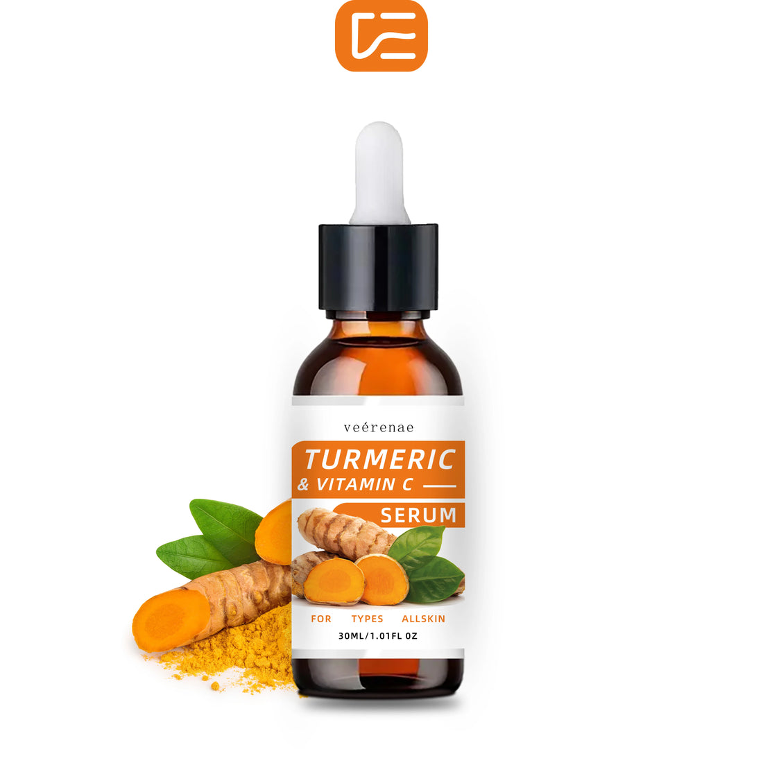 Turmeric & Vitamin C Serum: Deep hydration, evens tone, unisex. Firms skin, all skin types, hypoallergenic. travel-friendly