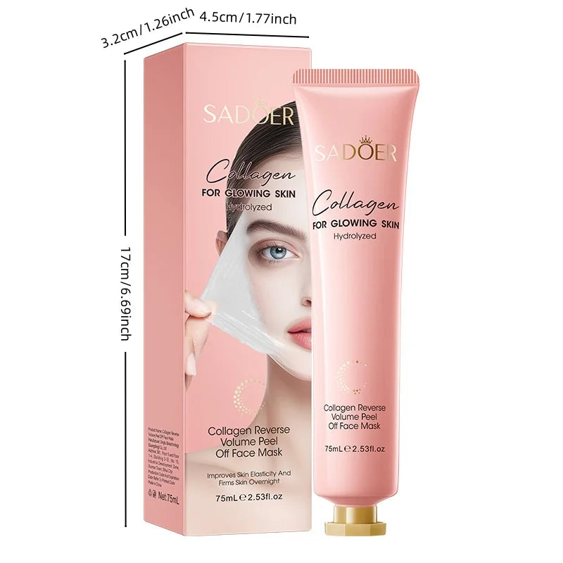75ml Collagen Peel-Off Mask, Moisturizing and Easy-To-Apply, Multi-Effect Nourishment for the Skin, Firming, Lifting, and Reducing Fine Lines, Improving Skin Elasticity, Making the Skin Elastic, Delicate, and Smooth.