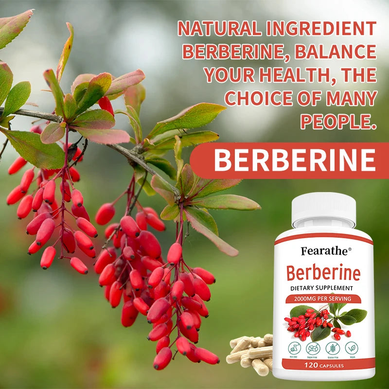 Berberine Capsules 2000mg - Cardiovascular and Digestive Health,Balance Liver Health Digestion,Non-GMO