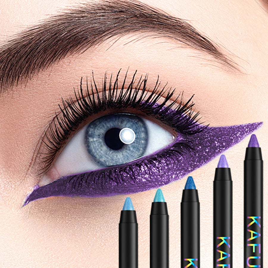 10-color 1pc colorful eyeliner pen,high pigmented waterproof pearly shimmer metallic smokey punk gothic style eyeliner makeup