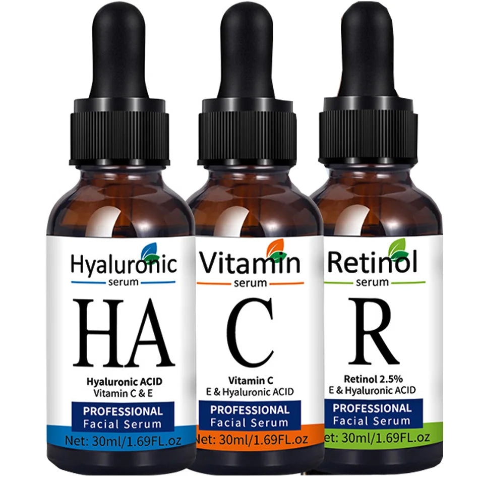 Vitamin C, Hyaluronic Acid & Retinol Facial Serum Set
