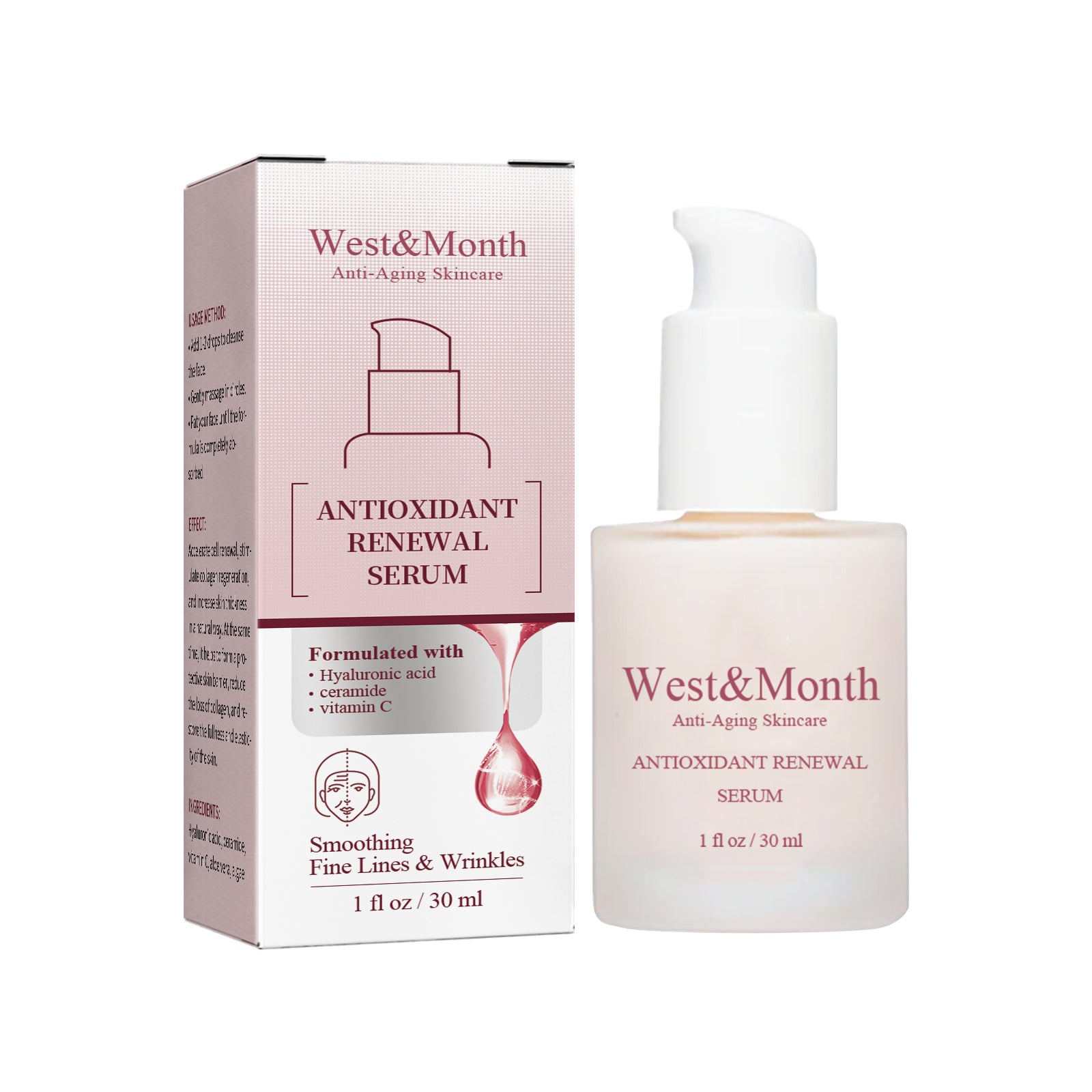 West&amp;Month Antioxidant Renewal Serum, Tighten Facial Skin, Lighten Lines, Moisturize And Prevent Aging Serum