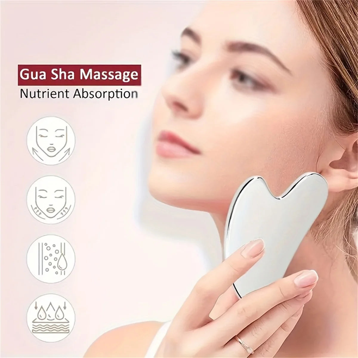 1pieces Stainless Steel GuaSha Massage Tool Gua Sha Board Beauty Skin Care Facial Tool Natural Universal Facial Silver Metal