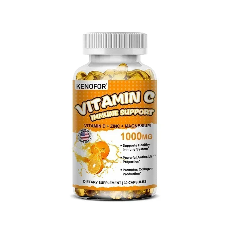 Vitamin C Supplement for Immune Support &amp; Antioxidant Protection, Vegan Friendly, Non-GMO, Gluten Free, 30/60/120 Capsuels