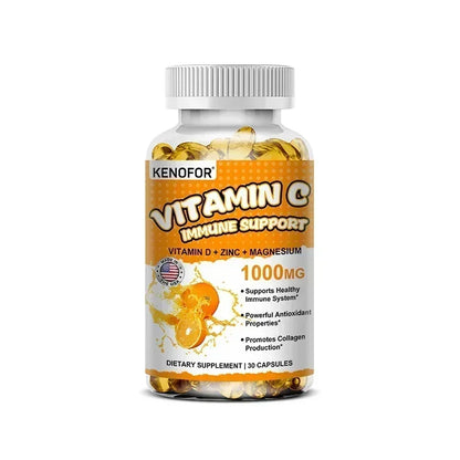 Vitamin C Supplement for Immune Support &amp; Antioxidant Protection, Vegan Friendly, Non-GMO, Gluten Free, 30/60/120 Capsuels