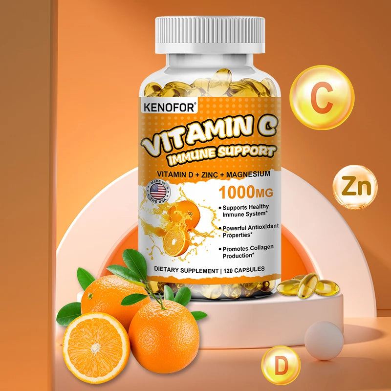 Vitamin C Supplement for Immune Support &amp; Antioxidant Protection, Vegan Friendly, Non-GMO, Gluten Free, 30/60/120 Capsuels