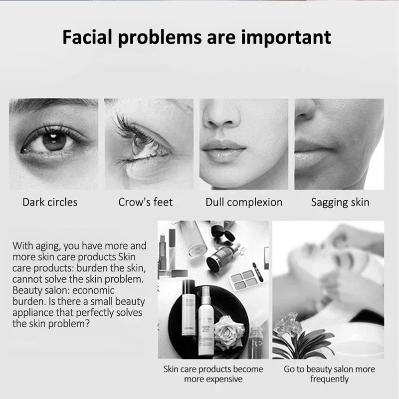 Electric Facial Beauty Device Ultrasonic Ionic Face Cleaner Anti-aging Machine High Frequency Wrinkle Removal Skin Lift Massager