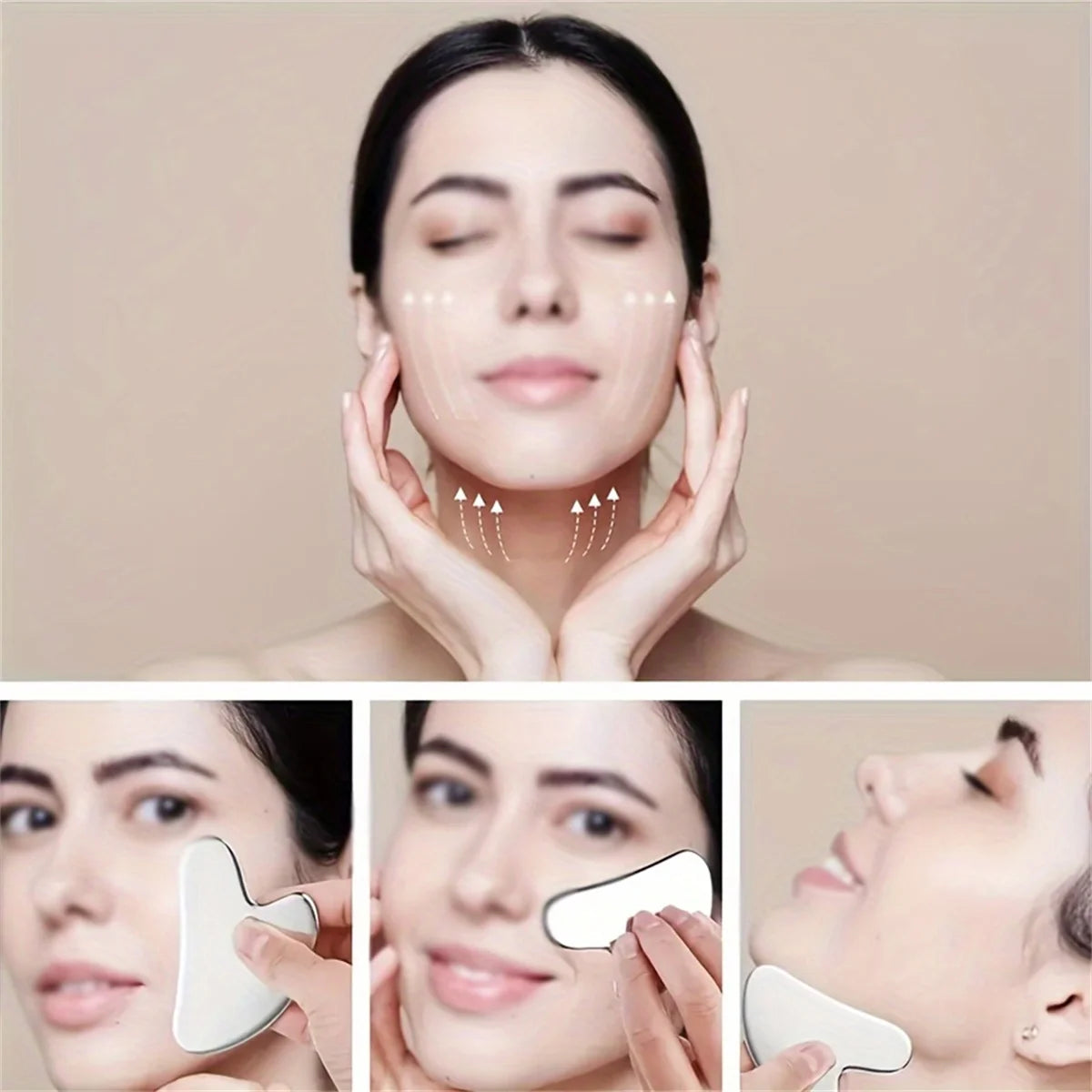 1pieces Stainless Steel GuaSha Massage Tool Gua Sha Board Beauty Skin Care Facial Tool Natural Universal Facial Silver Metal