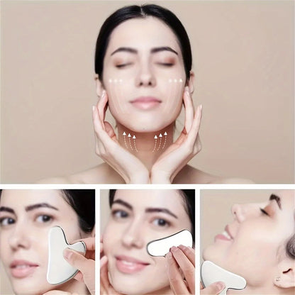 1pieces Stainless Steel GuaSha Massage Tool Gua Sha Board Beauty Skin Care Facial Tool Natural Universal Facial Silver Metal