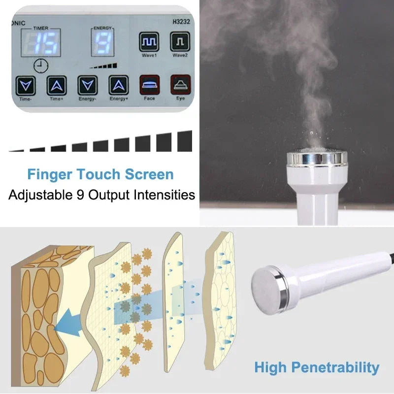 2in1 Ultrasonic Facial Beauty Machine Ultrasound Massager Face Lifting Cleaning Skin Tightening Anti Wrinkle Body Massage Device