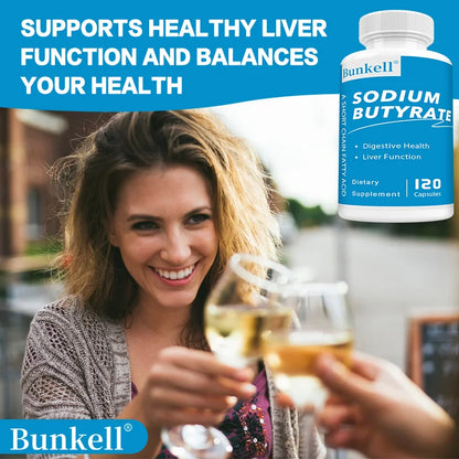 Sodium Butyrate Gut Health Supplement - Helps Gut Health, Detox and Cleansing of The Liver, Digestive Health,120 Capsules