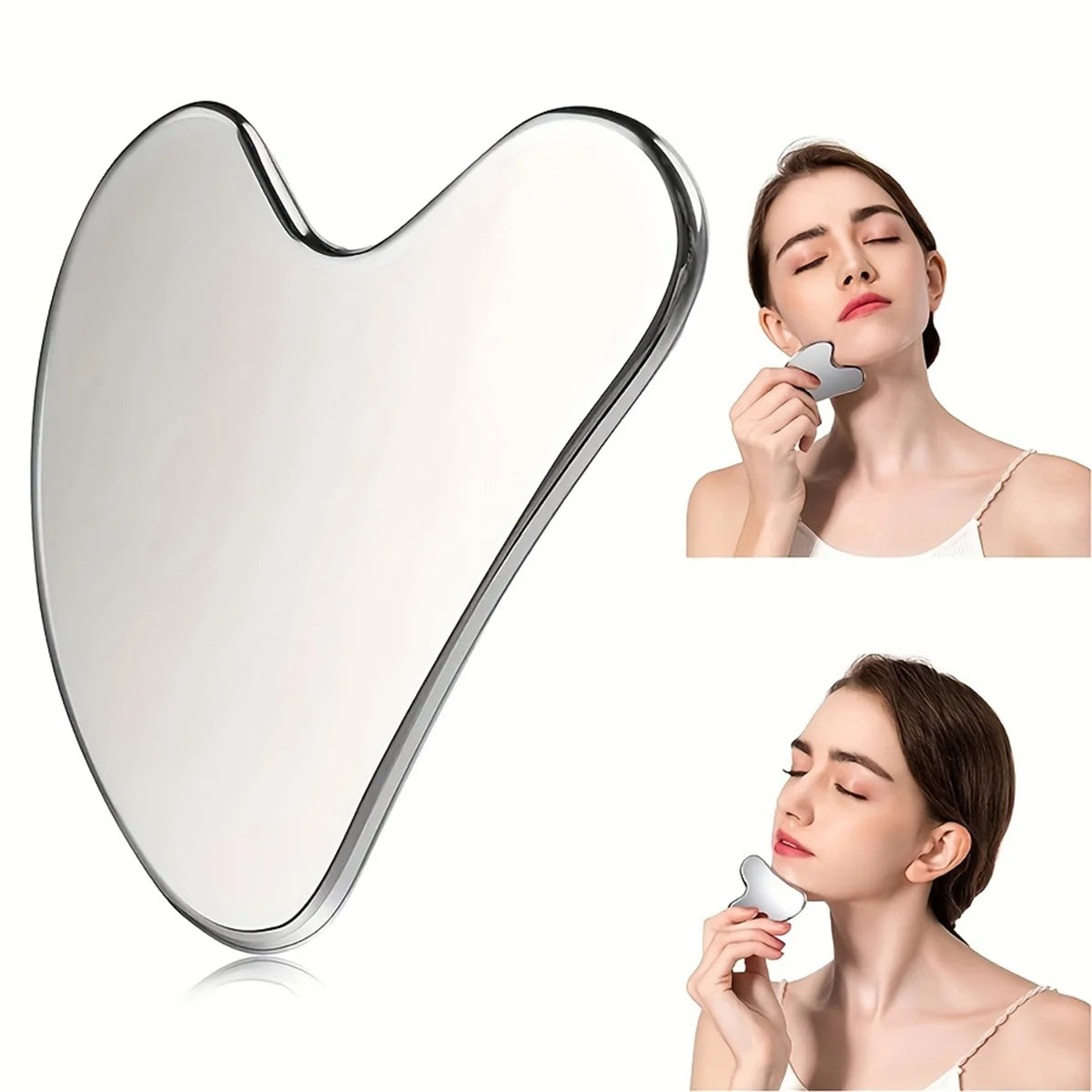 1pieces Stainless Steel GuaSha Massage Tool Gua Sha Board Beauty Skin Care Facial Tool Natural Universal Facial Silver Metal