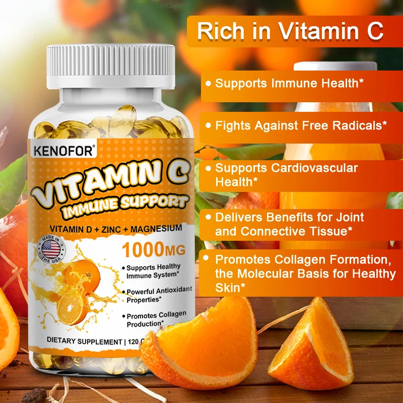 Vitamin C Supplement for Immune Support &amp; Antioxidant Protection, Vegan Friendly, Non-GMO, Gluten Free, 30/60/120 Capsuels