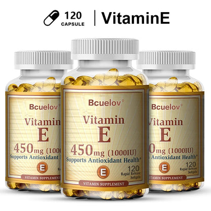Vitamin E 1000IU Capsules - Supports Skin, Cardiovascular Health, Boosts Immunity, Anti-aging, Skin Health