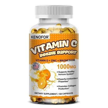 Vitamin C Supplement for Immune Support &amp; Antioxidant Protection, Vegan Friendly, Non-GMO, Gluten Free, 30/60/120 Capsuels