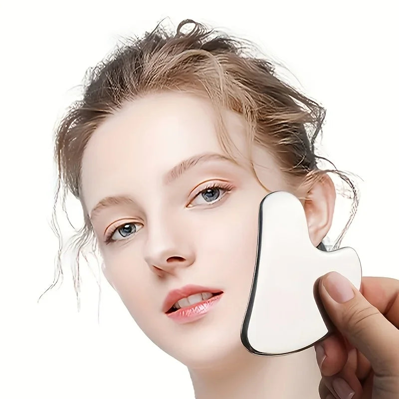 2pcs Stainless Steel Gua Sha Tool - Ultra-Thin Heart Shape with Triangle Edges for Face &amp; Hand Massage, Relaxation &amp; Muscle