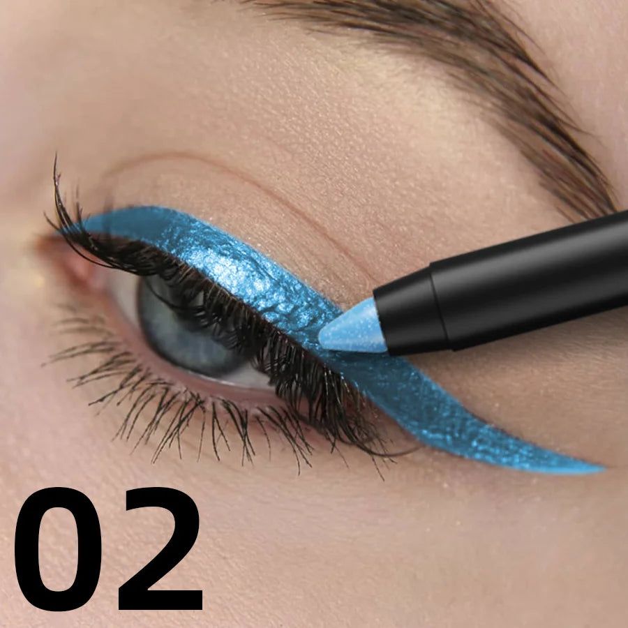 10-color 1pc colorful eyeliner pen,high pigmented waterproof  pearly shimmer metallic smokey punk gothic style eyeliner makeup