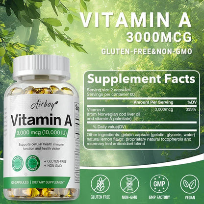 Vitamin A - Immune System &amp; Reproductive Function, Supports Healthy Skin &amp; Eyes, Antioxidant Activity