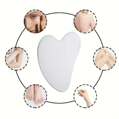 2pcs Stainless Steel Gua Sha Tool - Ultra-Thin Heart Shape with Triangle Edges for Face &amp; Hand Massage, Relaxation &amp; Muscle