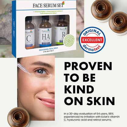 Vitamin C, Hyaluronic Acid &amp; Retinol Facial Serum Set