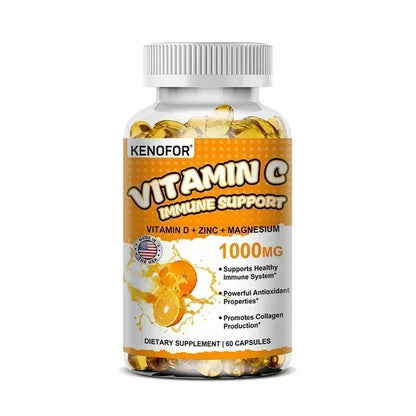 Vitamin C Supplement for Immune Support &amp; Antioxidant Protection, Vegan Friendly, Non-GMO, Gluten Free, 30/60/120 Capsuels