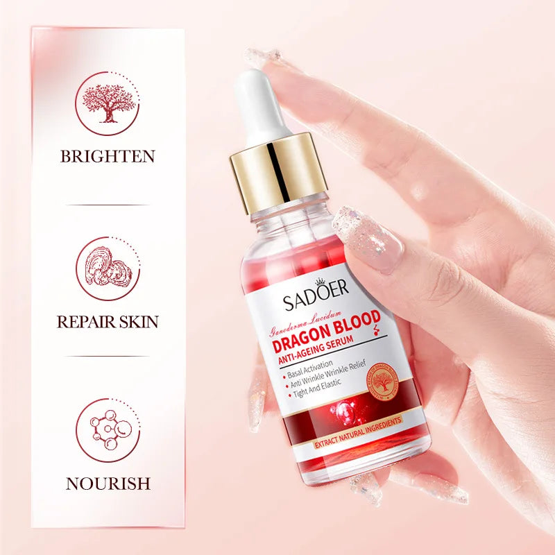 SADOER Ganoderma lucidum Dragon Blood Facial Serum Face Lotion Moisturizing Face Emulsion Oil Refreshing Control Facial Essence