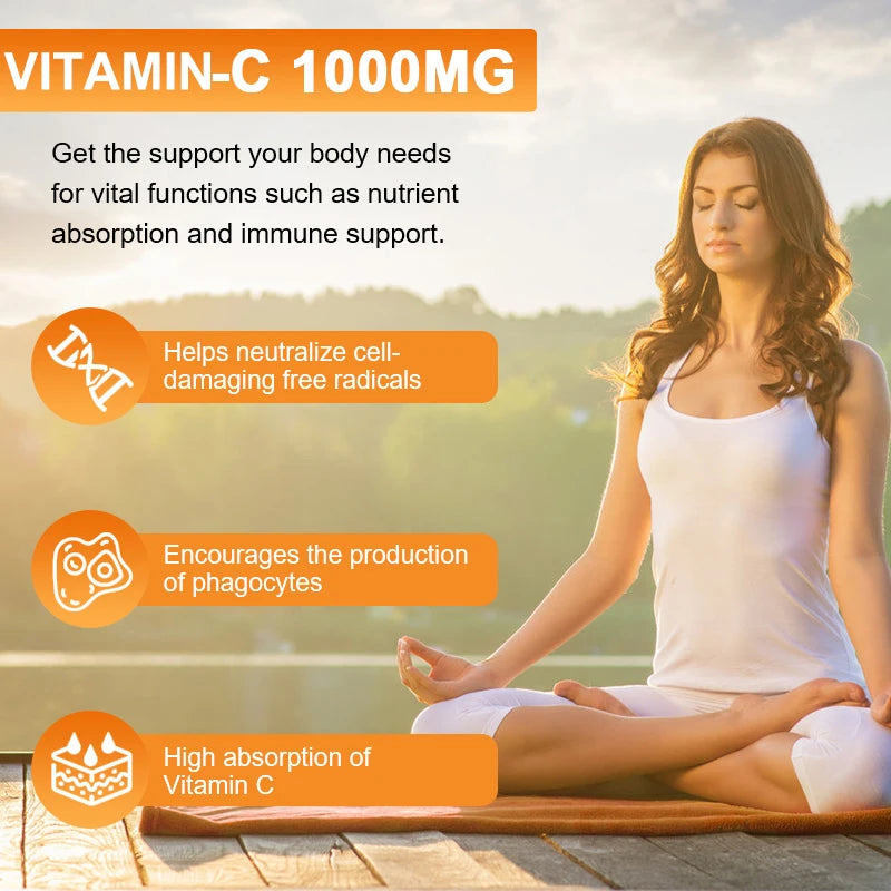 Vitamin C Supplement for Immune Support &amp; Antioxidant Protection, Vegan Friendly, Non-GMO, Gluten Free, 30/60/120 Capsuels