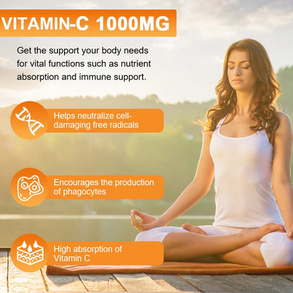 Vitamin C Supplement for Immune Support &amp; Antioxidant Protection, Vegan Friendly, Non-GMO, Gluten Free, 30/60/120 Capsuels