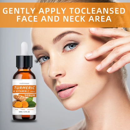Turmeric &amp; Vitamin C Serum: Deep hydration, evens tone, unisex. Firms skin, all skin types, hypoallergenic. travel-friendly